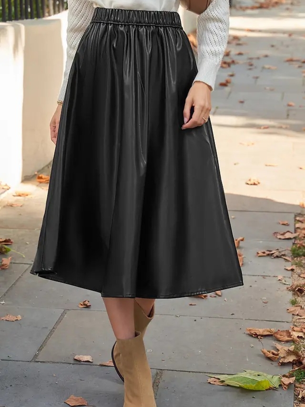NWT Cupshe Faux Leather A-Line Midi Skirt